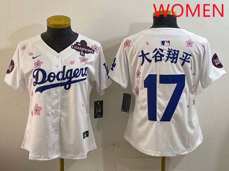Women Los Angeles Dodgers 17 Ohtani White Sakura Edition 2025 Nike MLB Jersey style 10
